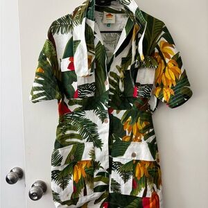 Tropical Leaf Print Mini Dress